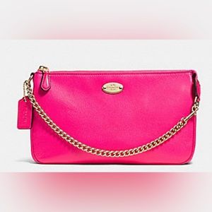 🆕 NWT Coach Ruby Pink Leather Wristlet Handbag Purse F53340